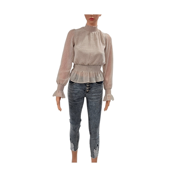Chic Cream Long Sleeve Blouse - Picture 1 of 11